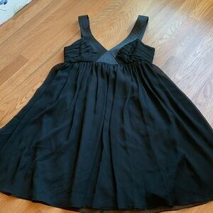 London Times, sleeveless solid black whimsy goth/cocktail midi dress. Size 10.